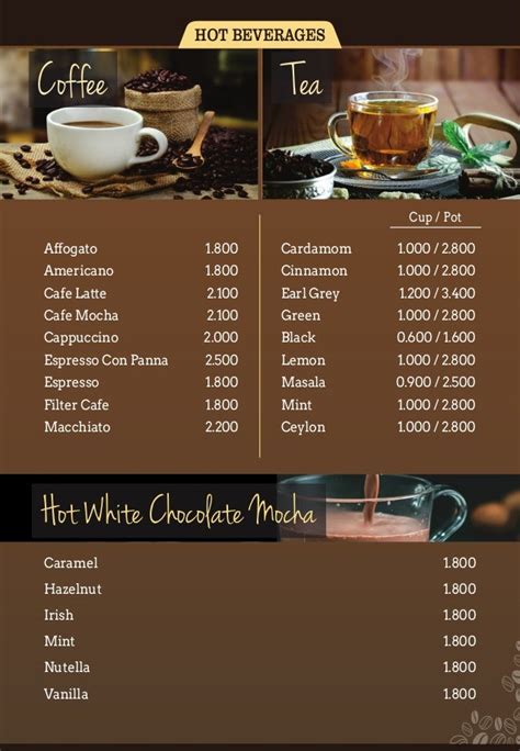 The m restaurant coffee house menu