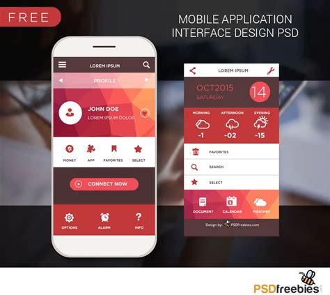 Mobile application interface design PSD | PSDFreebies.com