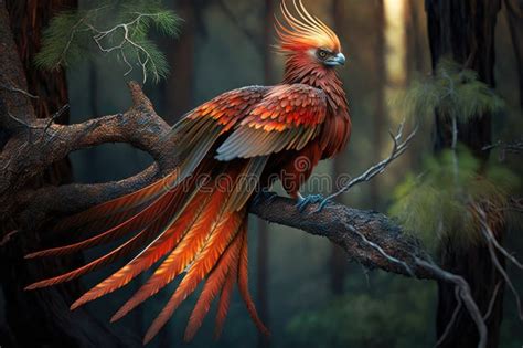 Phoenix Firebird Sitting Tree Branch Stock Illustrations – 6 Phoenix Firebird Sitting Tree ...