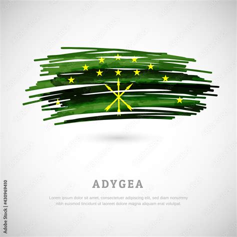 Brush flag of Adygea country. Happy national day of Adygea with grungy ...