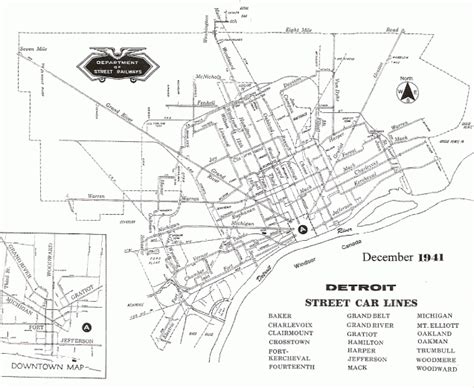 Detroit Streetcar Rail Map 1941 | DETROITography