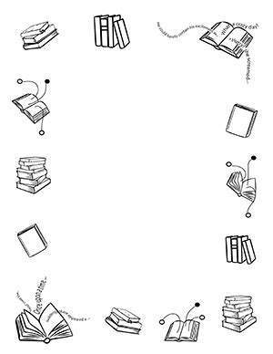 Add Elegance to Your Literary Projects with Books Cliparts Borders