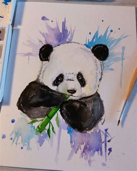 Panda Watercolor Painting at PaintingValley.com | Explore collection of ...