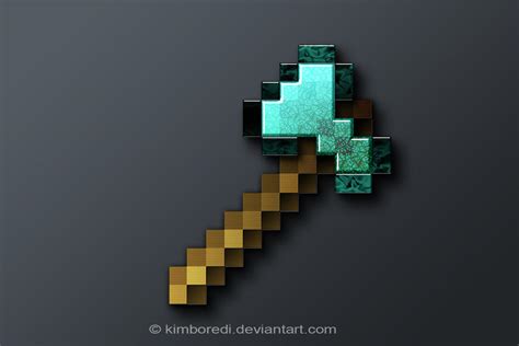 minecraft diamond axe by kimboredi on DeviantArt