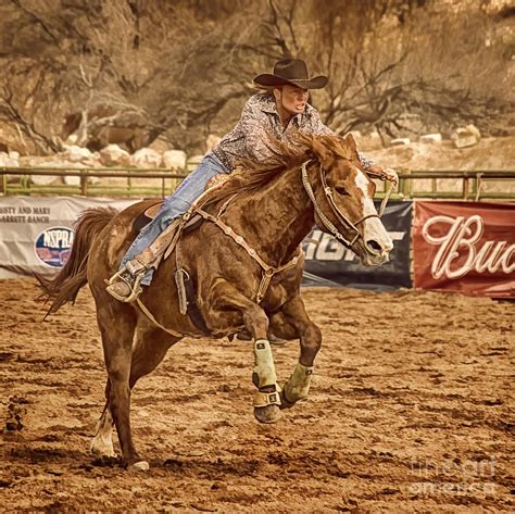 Wickenburg Senior Pro Rodeo Barrel Racing Photograph by Priscilla Burgers