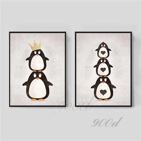 Aliexpress.com : Buy Cartoon Penguin Canvas Art Print Painting Poster, Wall Picture for Home ...