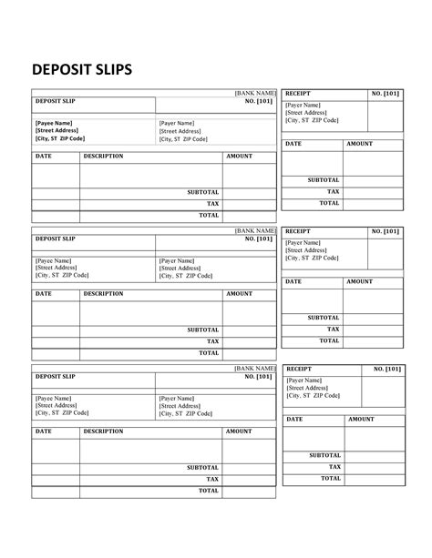 Printable Deposit Slips