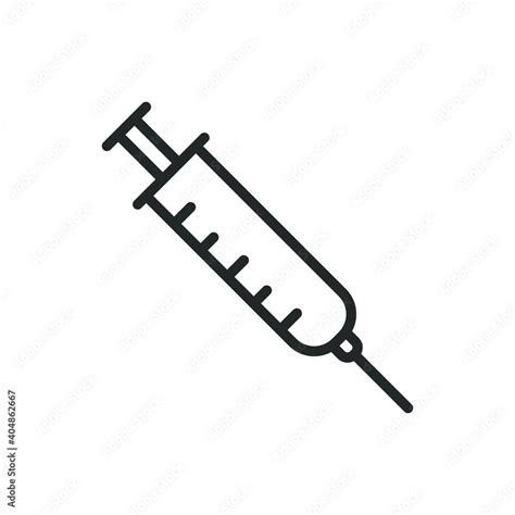 Vaccine syringe vector icon. Medical instrument symbol. Drug injection needle sign. Vaccination ...