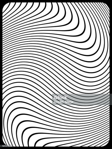 Op Art Curved Lines Black And White Framed Line Art Stock Illustration ...