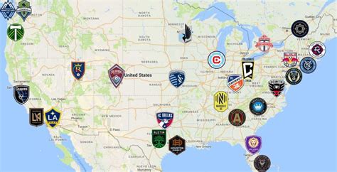 MLS Map | Teams | Logos - Sport League Maps : Maps of Sports Leagues