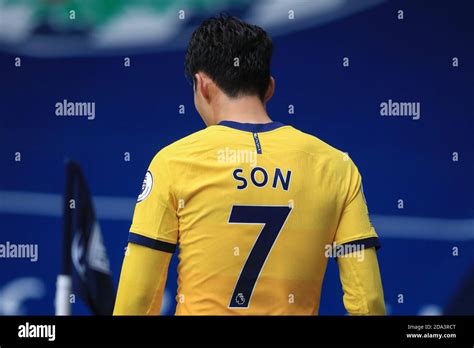 The back of Son Heung-Min #7 of Tottenham Hotspurs shirt Stock Photo ...