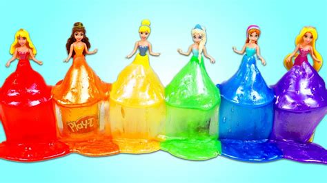 DIY Disney Princess Play Doh Slime Dresses! How to Make EASY Rainbow ...