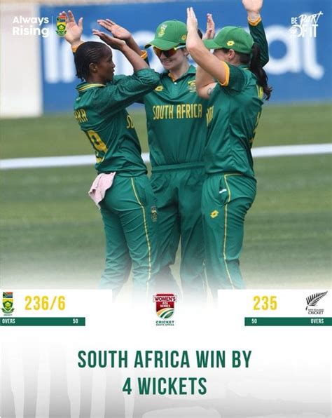 South Africa (Women) beat New Zealand (Women) by 4 Wickets in the 1st ...