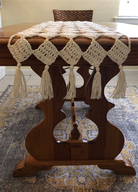 Modern Crochet Table Runner, Contemporary Crochet,farmhouse Chic, Tapete, Dining Table Decor ...