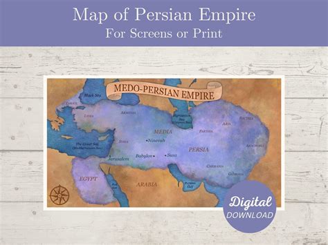 Persian Empire Map, Bible Map, Old Testament Map, Map of Medo-persian ...