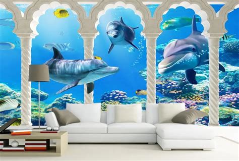 Customizable Underwater World Roomstyler 3d Murals Silk Wallpaper For ...