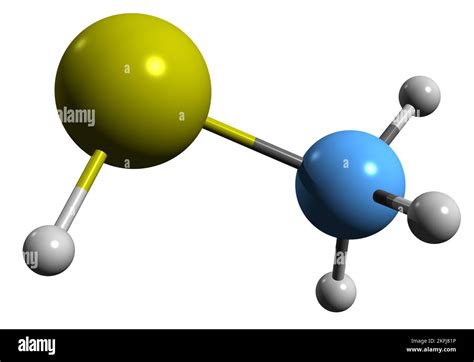 3D image of Methanethiol skeletal formula - molecular chemical ...