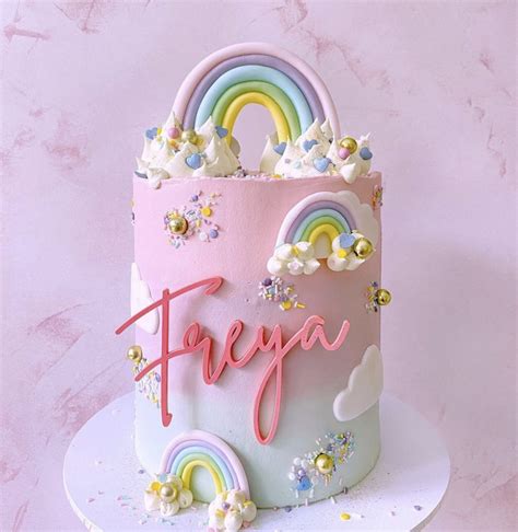 Rainbow First Birthday, Pastel Birthday, 3rd Birthday Cakes, Bday ...