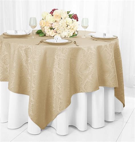 Wedding Linens Inc. 72"x72" Damask Jacquard Polyester Table Overlay Toppers Tablecloth ...