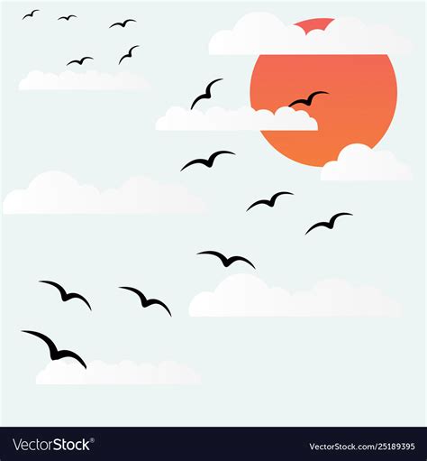 Birds fly at sunset Royalty Free Vector Image - VectorStock