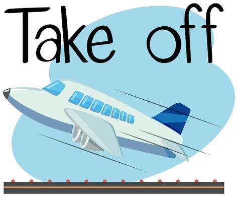 Premium Vector | Wordcard for take off with airplane taking off