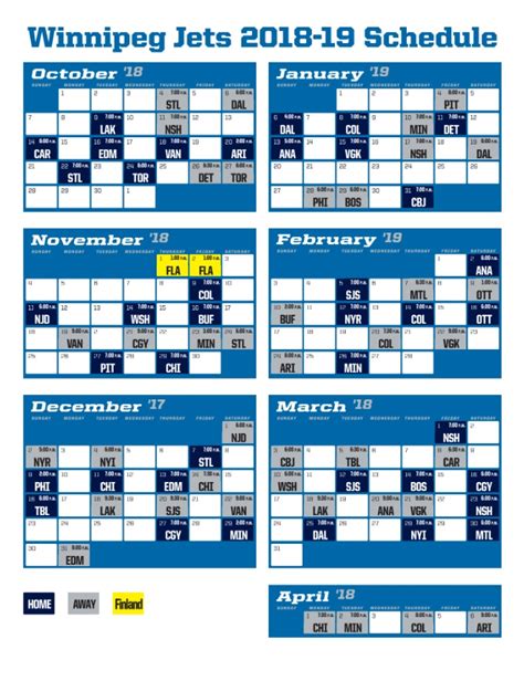 Winnipeg Jets’ full schedule for the 2018-19 NHL regular season ...