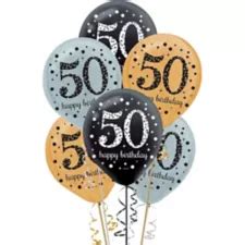 Sparkling Celebration 50th Birthday Balloons, 15-pc Party City