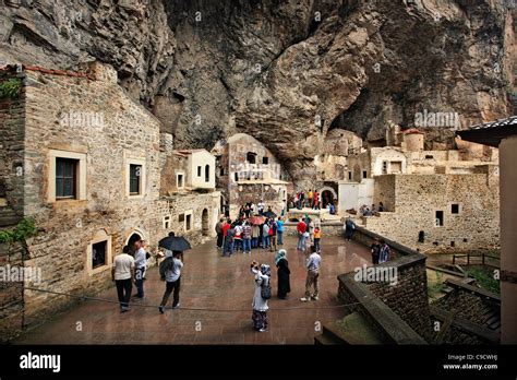 "Inside" view of the courtyard of Sumela Monastery, after the main ...