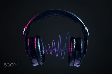 Dj Headphones and disco waves isolated on black background | Diesel ...