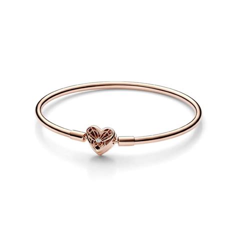 Heart & Butterfly Bangle - Pandora Rose * RETIRED * FINAL SALE * | PANDORA | BeCharming.com