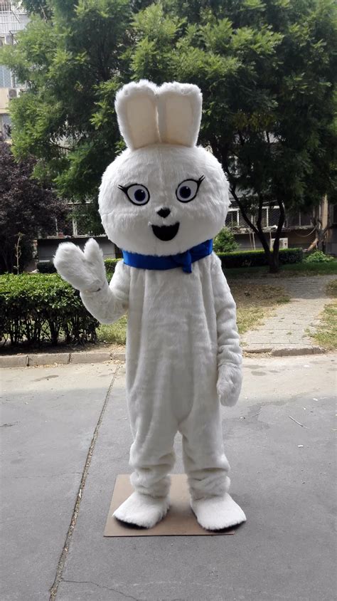 white plush bunny mascot costume white rabbit custom adult size cartoon ...