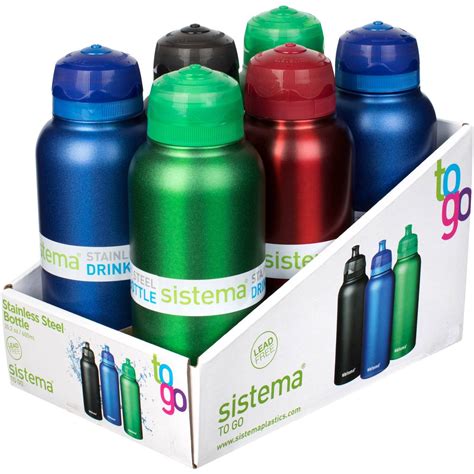 Sistema Drink Bottle Stainless Steel Assorted 600ml Each | Woolworths