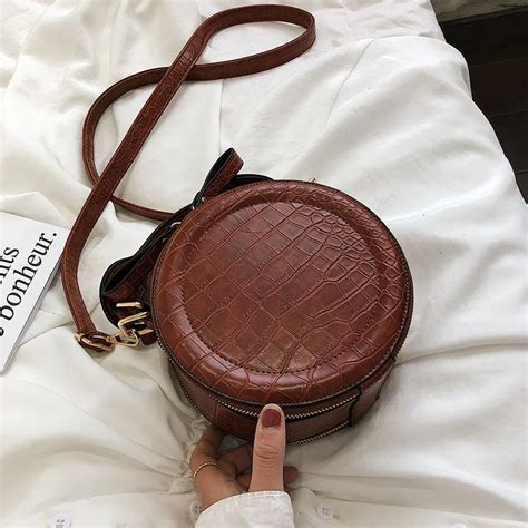 Vintage Stone Pattern PU Leather Round Crossbody Bags For Women 2019 ...