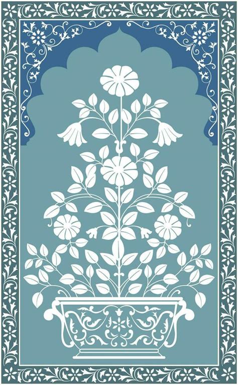 Traditional oriental flower motif design. Indian Rajasthani Floral wall ...