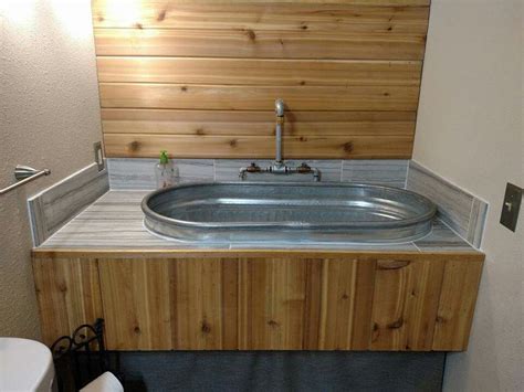 Utility Room Galvanized Water Trough sink w/ custom industrial Faucet ...