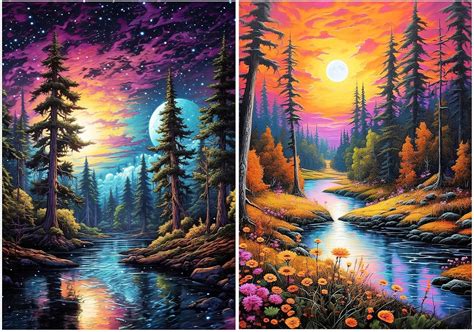 Amazon.com: JOOZ 2Pack Landscape Diamond Painting Kits, 5D Full Drill ...