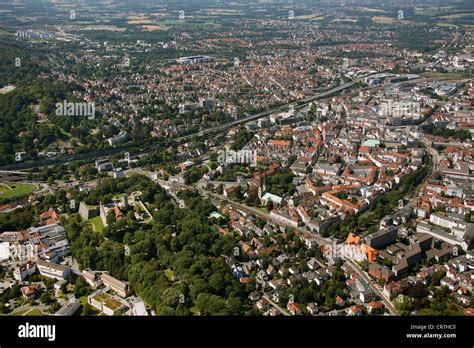 Aerial view, old town of Bielefeld, Ostwestfalen-Lippe region ...