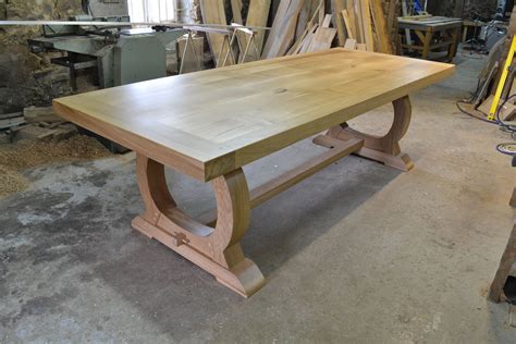 Handmade Oak Dining Table with Curved Base | Bespoke Refectory Table | Bespoke dining table ...