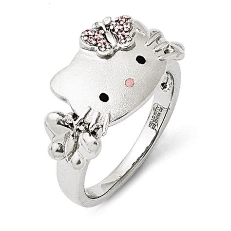 Sterling Silver Hello Kitty Ring with Swarovski Elements Size 6 QHK131