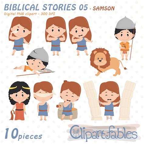 SAMSON and DELILAH Clipart, Religious, Philistines, Donkey Jawbone ...