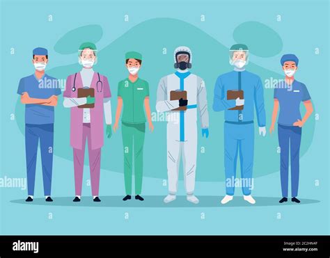 group of medical staff healthcare workers characters vector illustration design Stock Vector ...