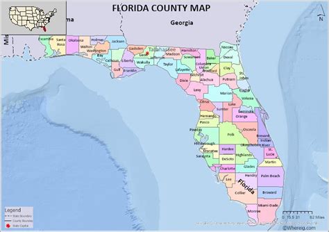 Florida County Map, List of 67 Counties in Florida with Seats - Whereig.com | Florida county map ...