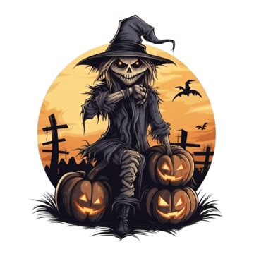 Halloween Scarecrow Cartoon At Night Design, Holiday And Scary Theme, Halloween Night, Halloween ...