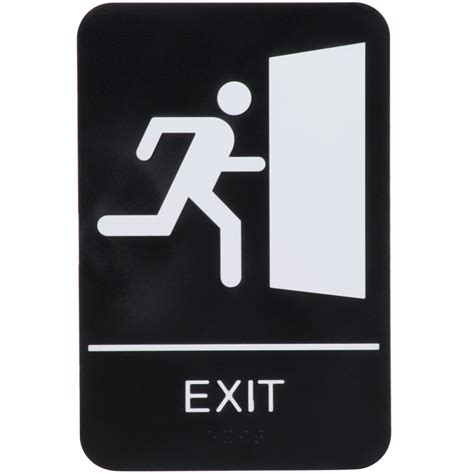 ADA Exit Sign with Braille - Black and White, 9" x 6"