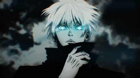 white hair, Jujutsu Kaisen, Satoru Gojo, anime boys, anime, glowing eyes, aqua eyes | 1920x1080 ...