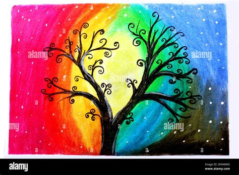 Ranbow tree, Creative tree, decorative tree with colorful abstract art ...