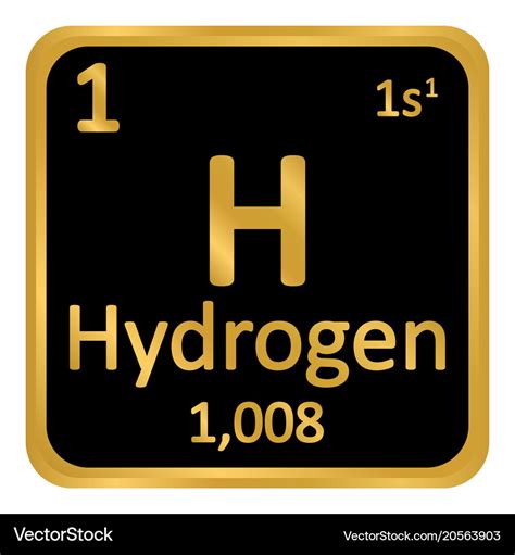 Periodic table element hydrogen icon Royalty Free Vector