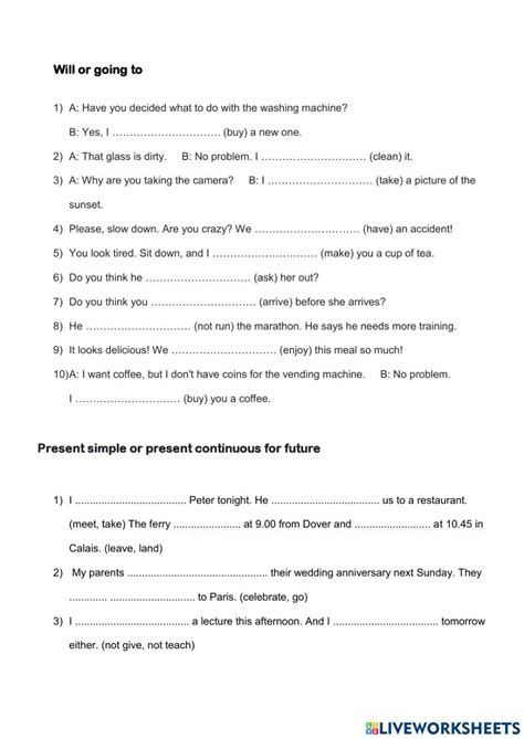 future forms test online exercise for | Live Worksheets