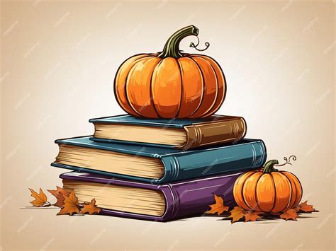 Premium AI Image | Pumpkin with book clipart vector illustration