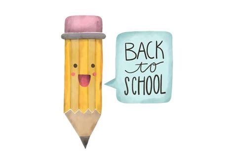 Back To School Watercolor Pencil Character Vector 159892 Vector Art at ...